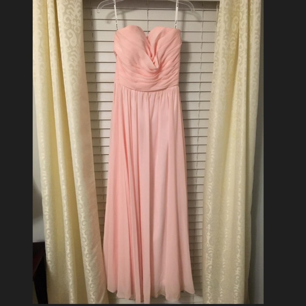 Blush strapless bridesmaids/prom dress